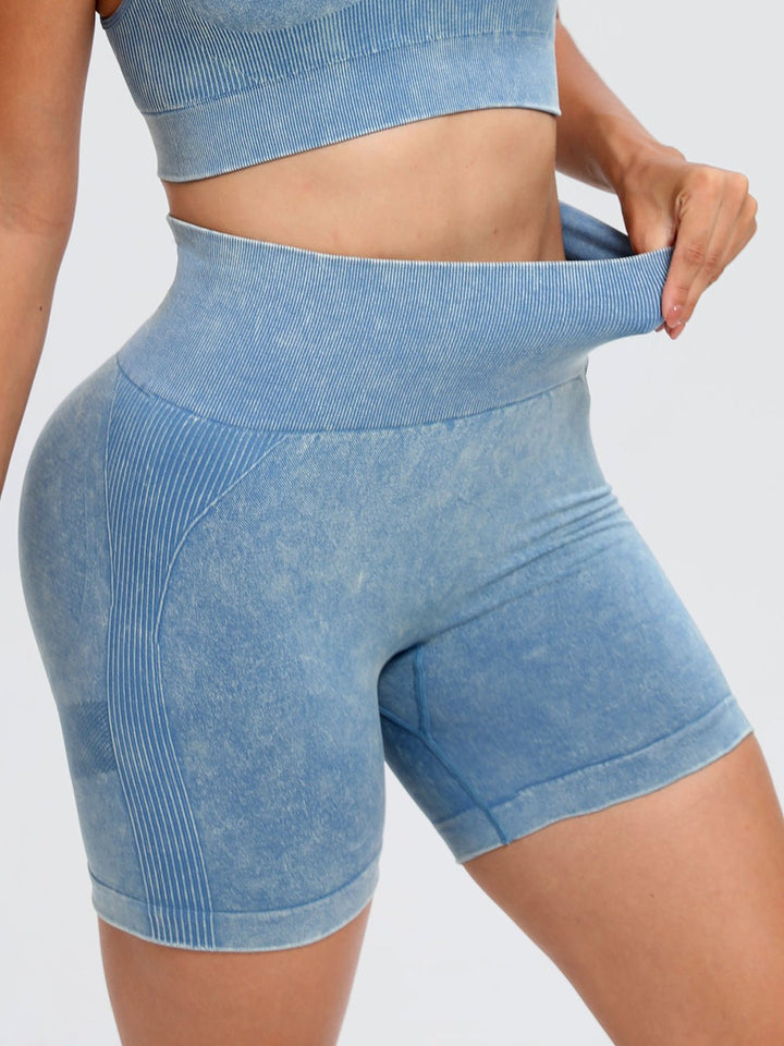 Washed High Waist Active Shorts - SharpDuds