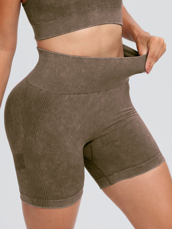 Washed High Waist Active Shorts - SharpDuds