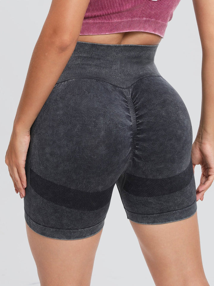 Washed High Waist Active Shorts - SharpDuds