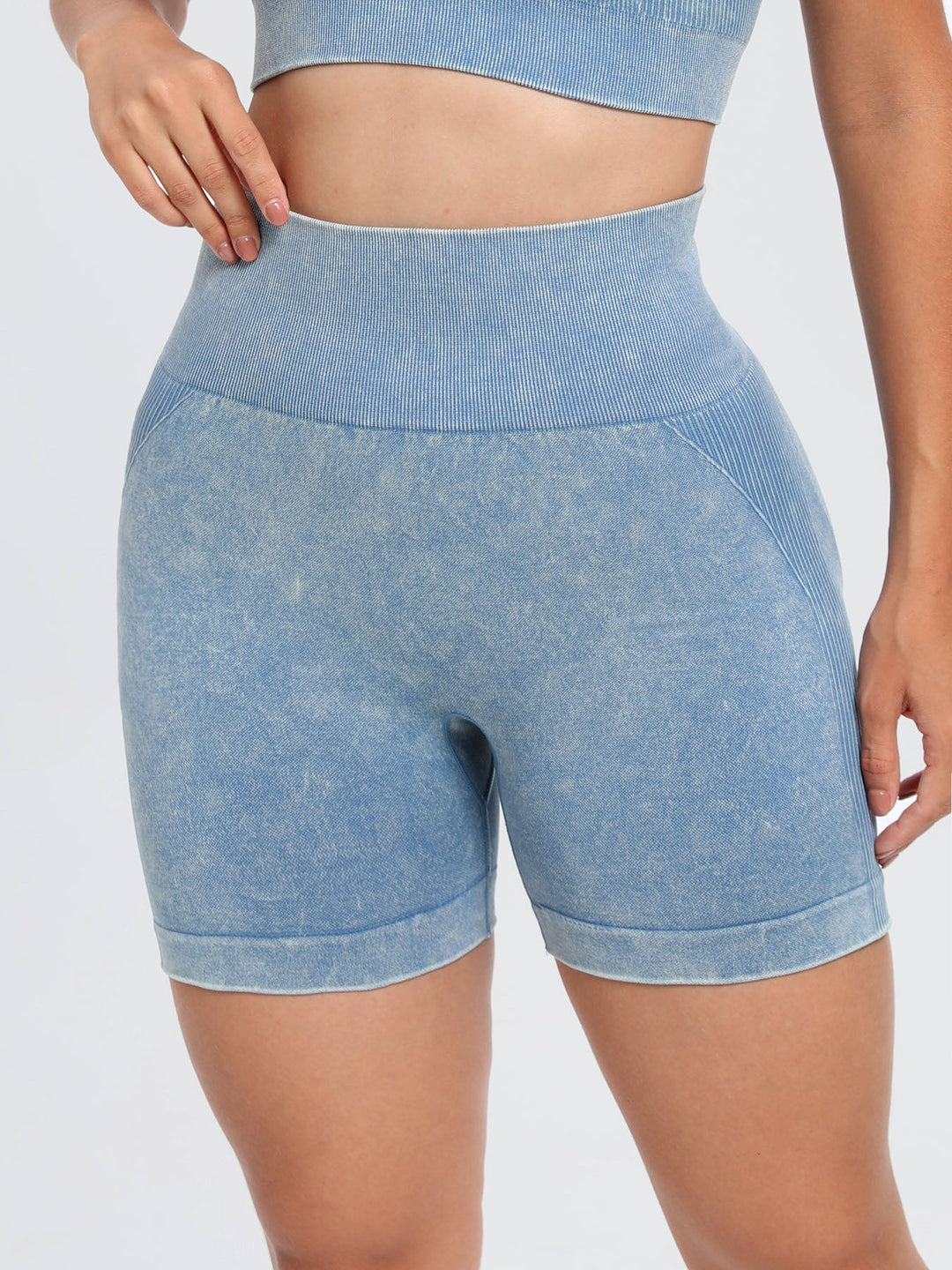 Washed High Waist Active Shorts - SharpDuds