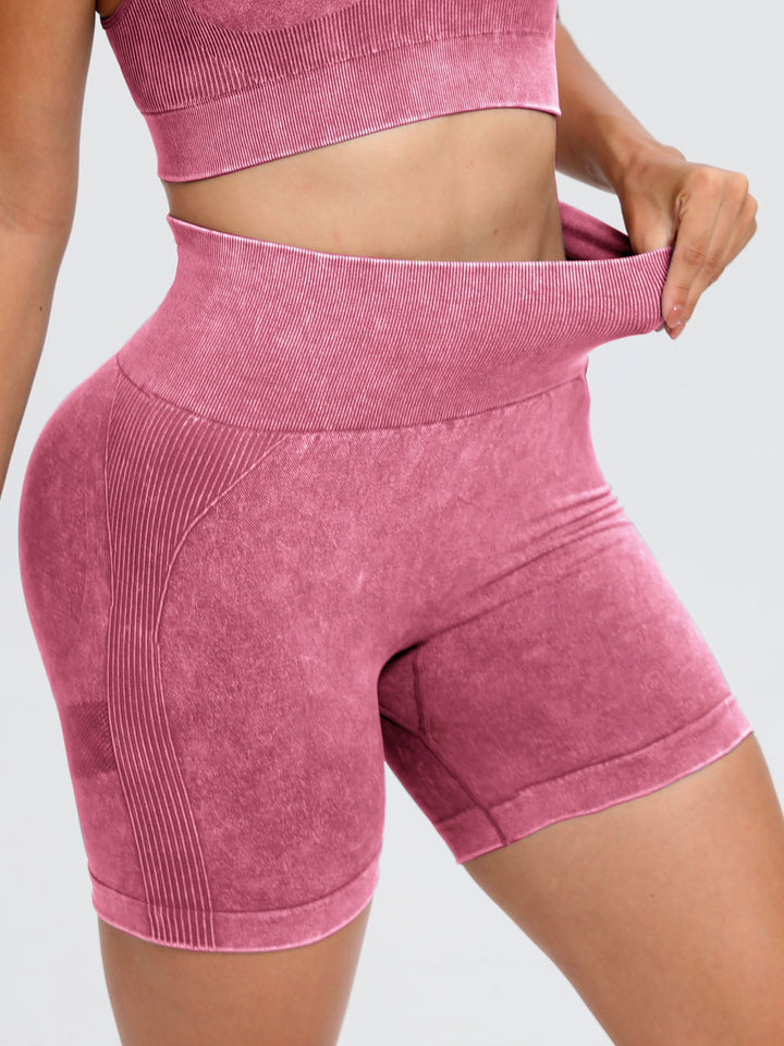 Washed High Waist Active Shorts - SharpDuds