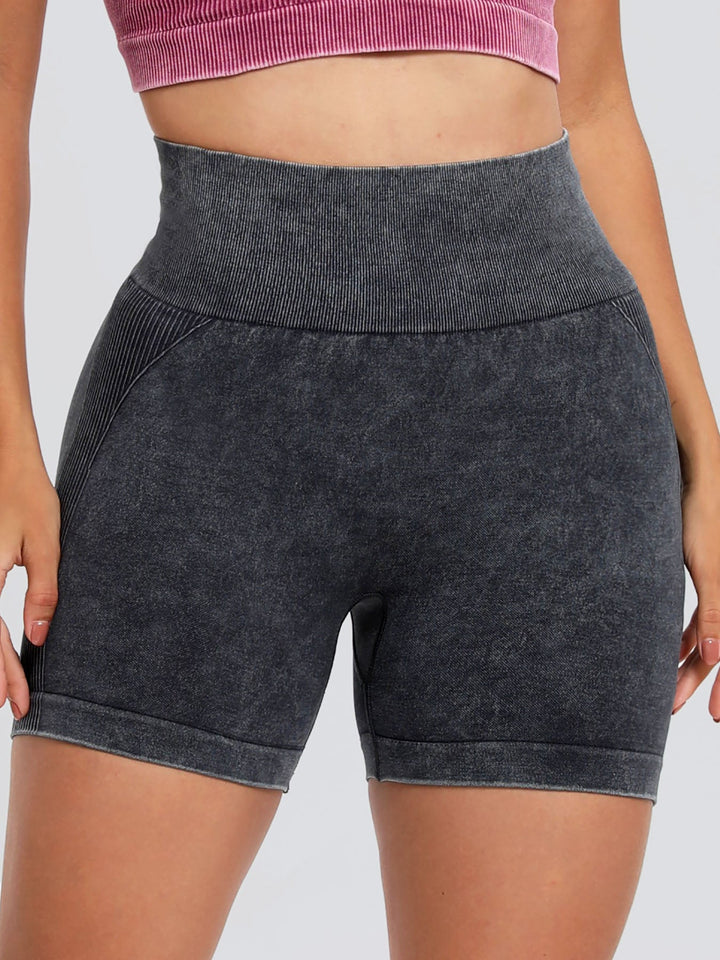 Washed High Waist Active Shorts - SharpDuds