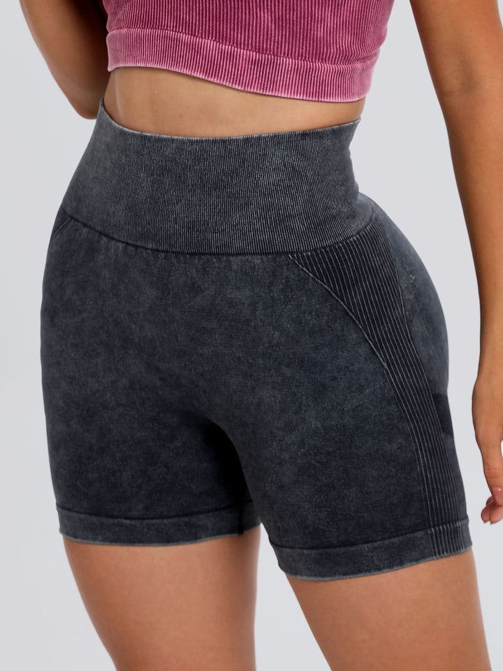 Washed High Waist Active Shorts - SharpDuds