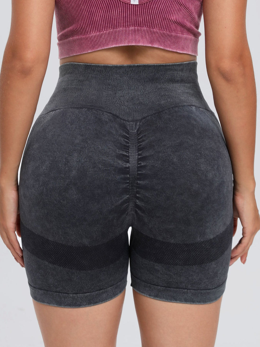 Washed High Waist Active Shorts - SharpDuds