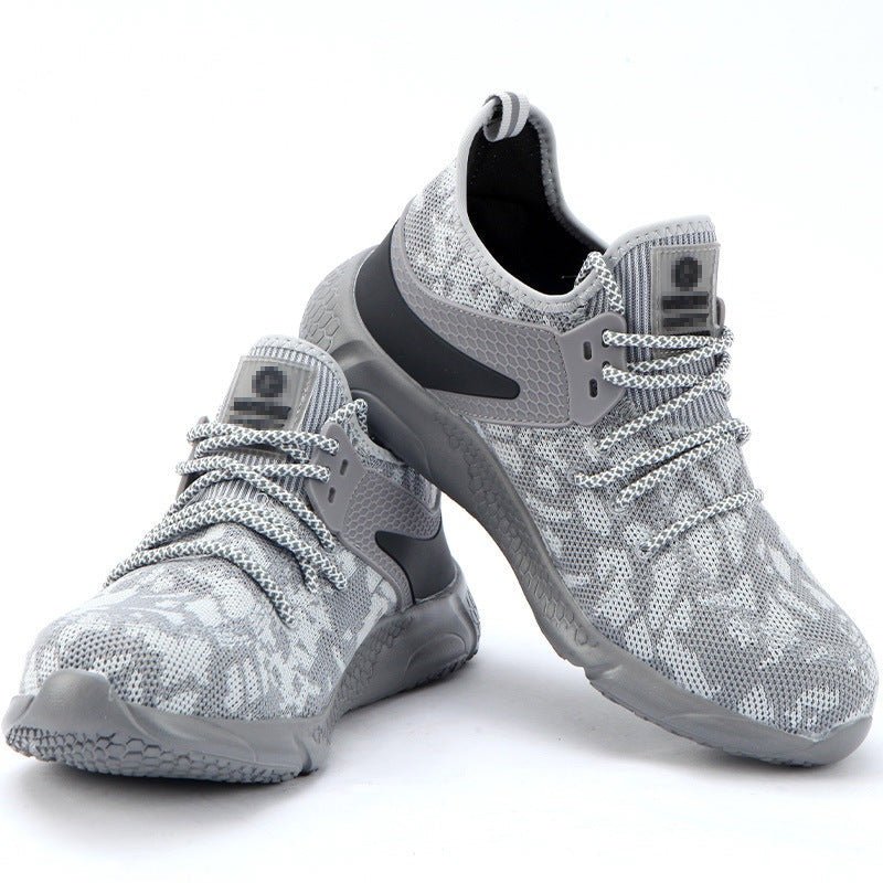 White Low-top Breathable Flying Woven Safety Shoes - www.SharpDuds.com