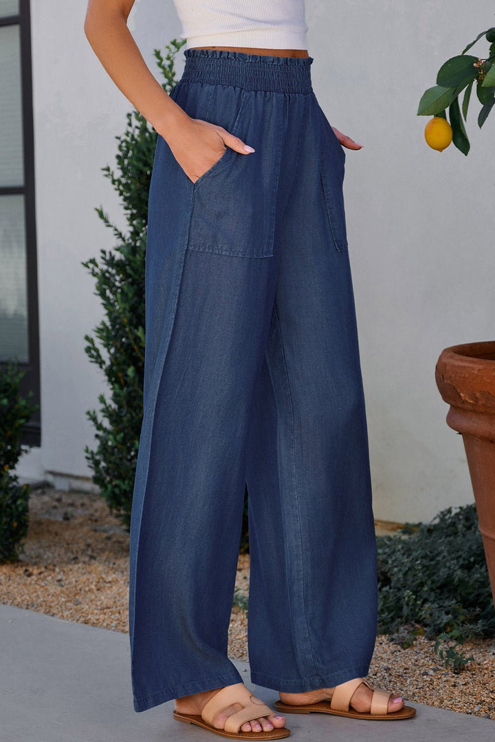 Wide Leg Pants with Pockets - SharpDuds