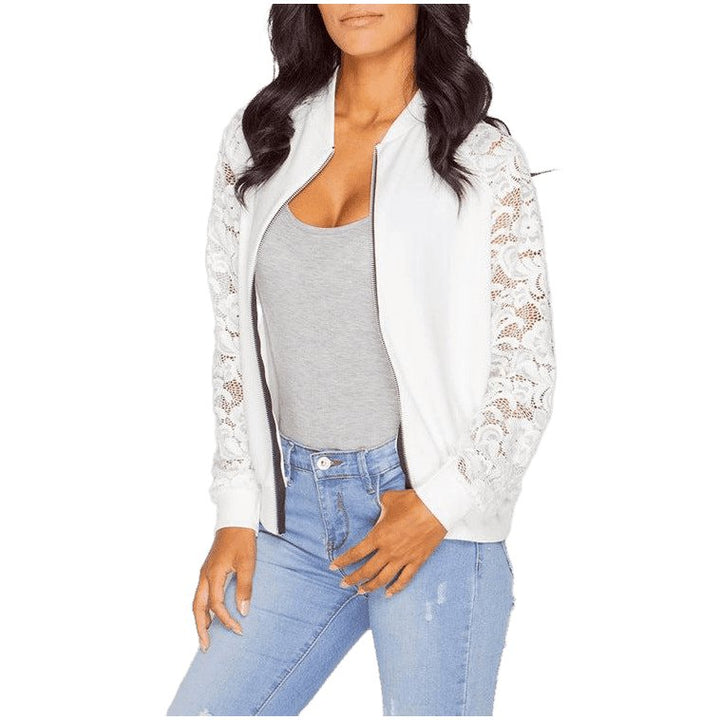 Women Bomber Jacket With Lace - www.SharpDuds.com