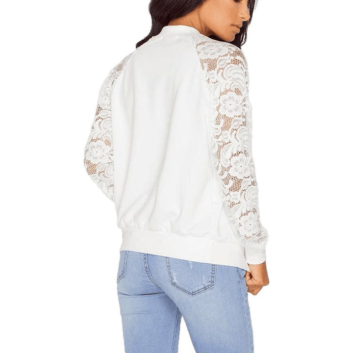 Women Bomber Jacket With Lace - www.SharpDuds.com