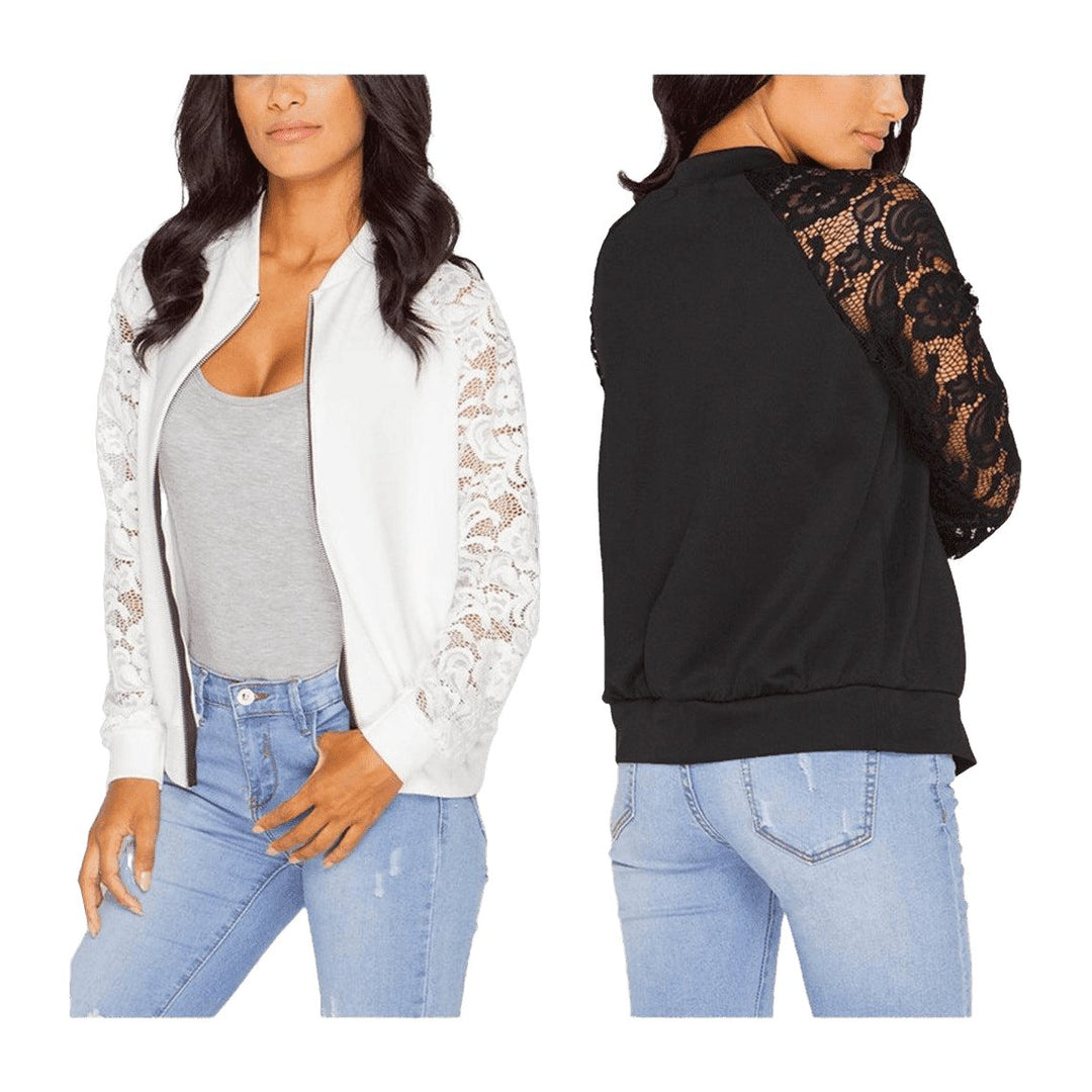 Women Bomber Jacket With Lace - www.SharpDuds.com